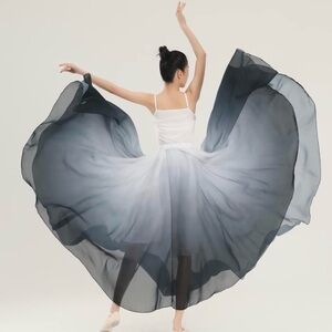 F5 Women's Lyrical Dance Skirt Gradient Color Long Swing Wrap Skirts Ballet